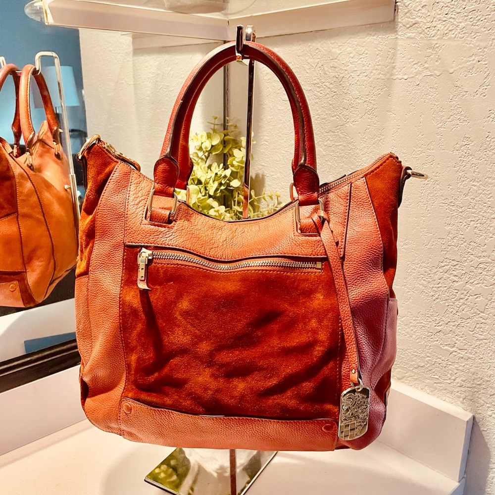 Vince Camuto Orange Suede and Cowhide Leather Handbag